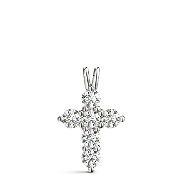 14K White Gold Diamond Cross Pendant Jewelry