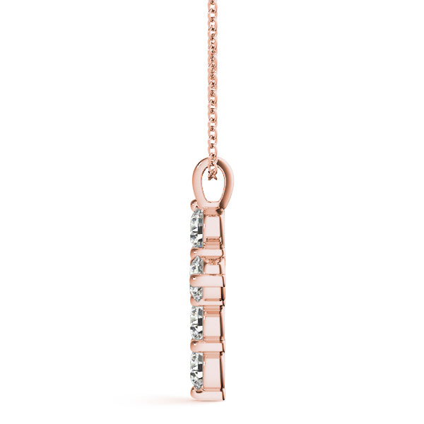 18K Rose Gold Diamond Cross Pendant