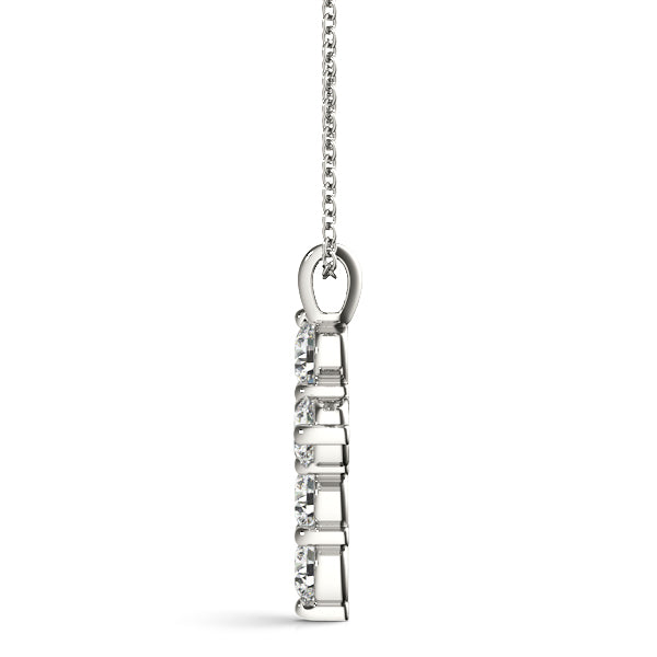 18K White Gold 1/2 CT Diamond Cross Pendant