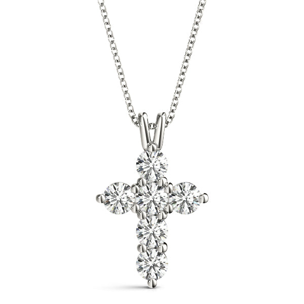 14K White Gold Diamond Cross Pendant Jewelry