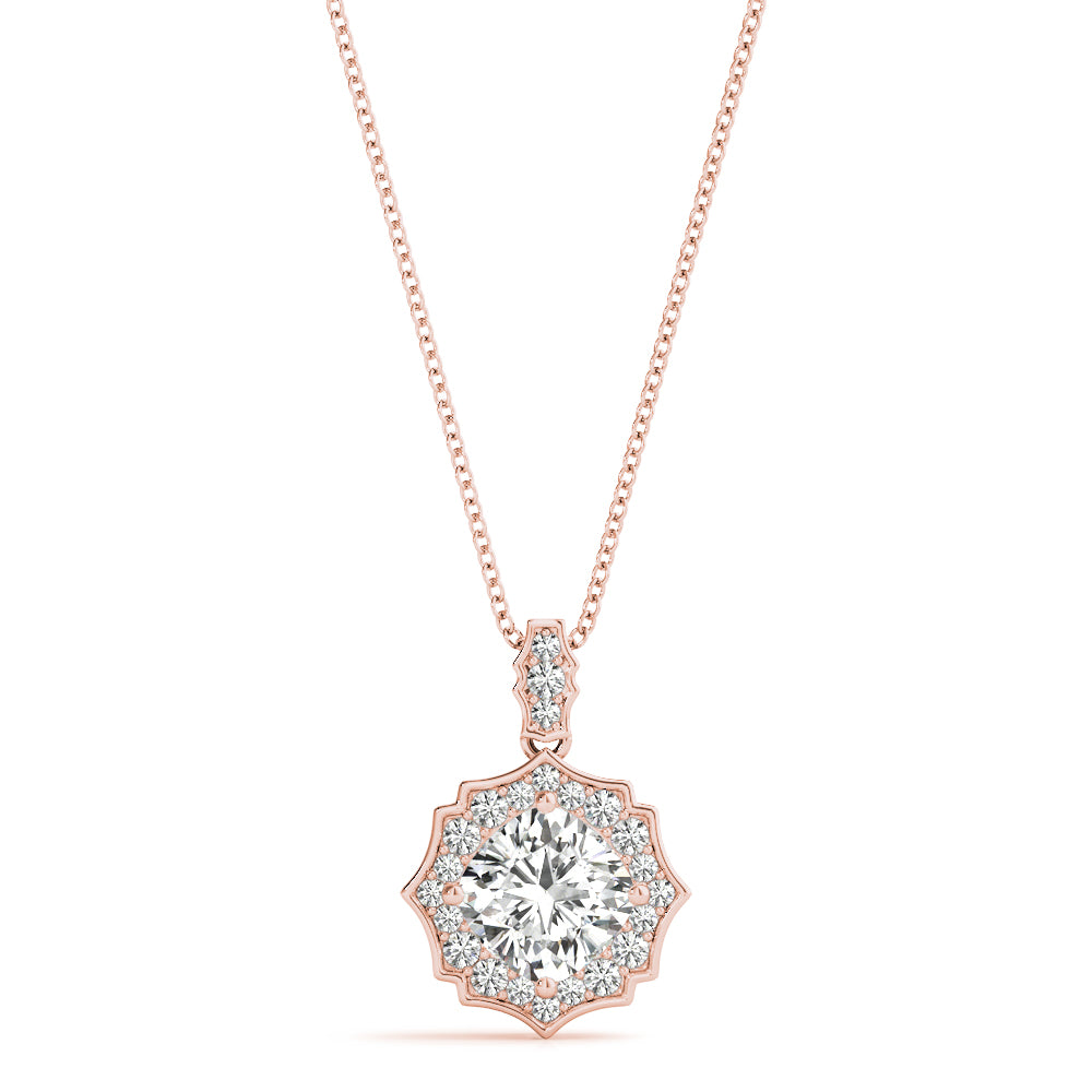 18K Rose Gold Diamond Halo Pendant 5/8 CT