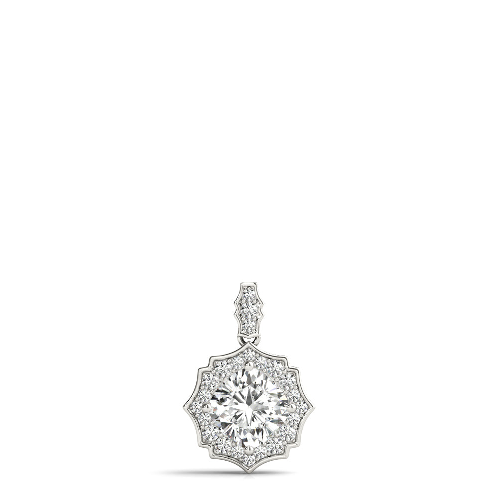 Platinum Cushion Diamond Halo Pendant