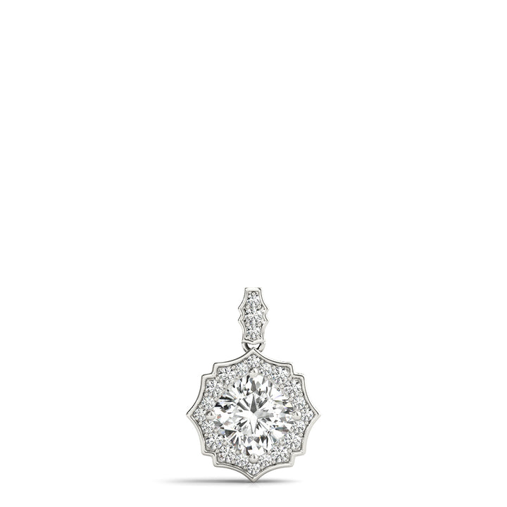 18K White Gold Cushion Diamond Pendant with Halo