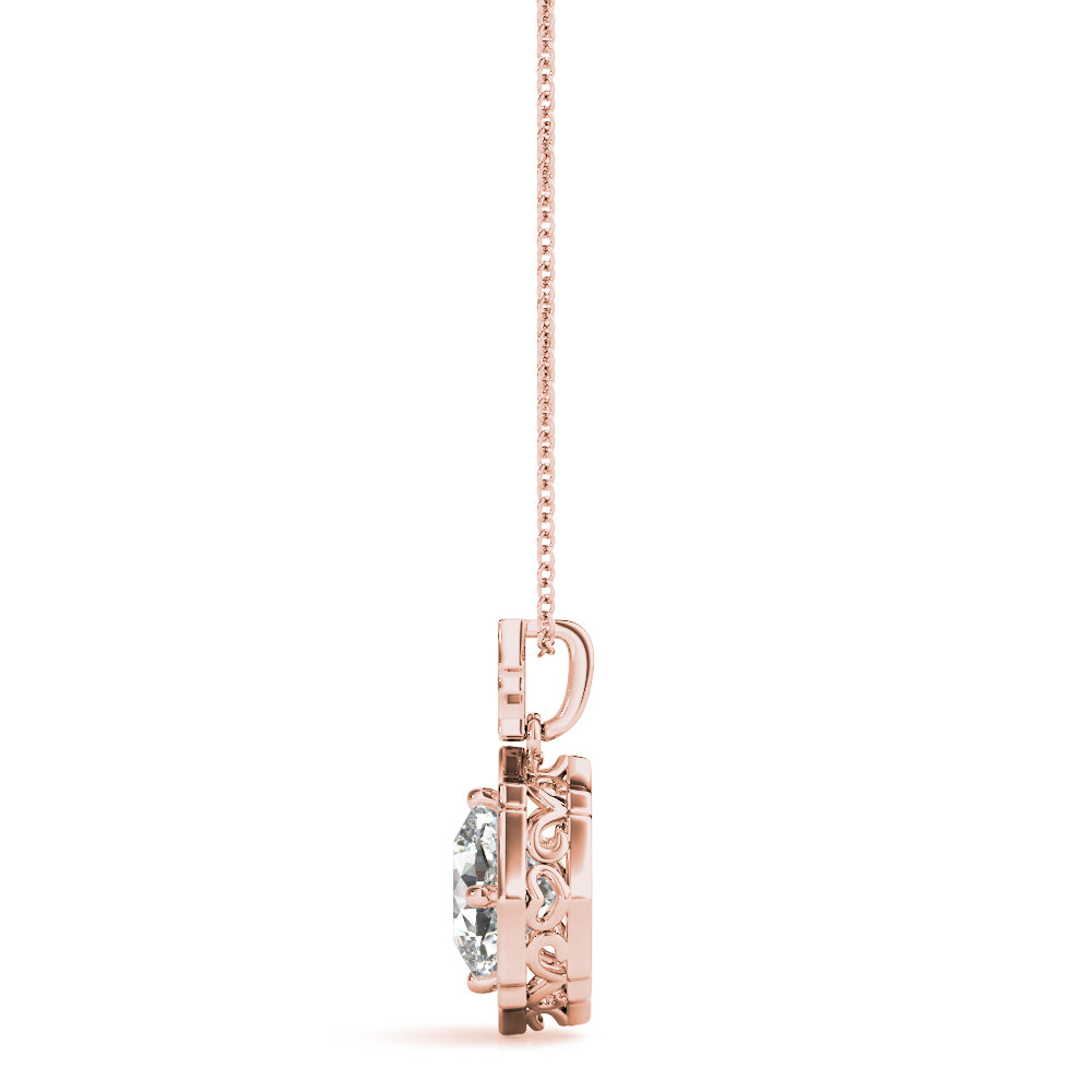 18K Rose Gold Diamond Halo Pendant 5/8 CT