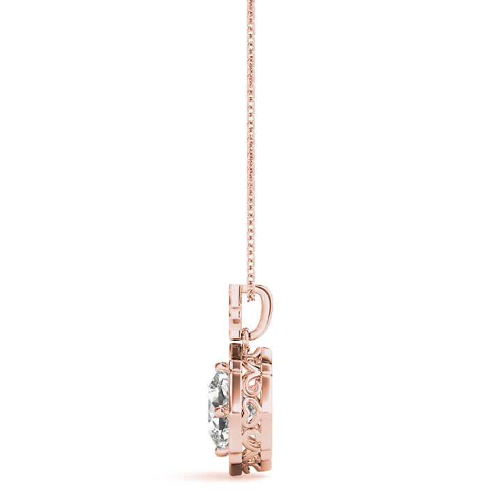 18K Rose Gold Diamond Halo Pendant 5/8 CT