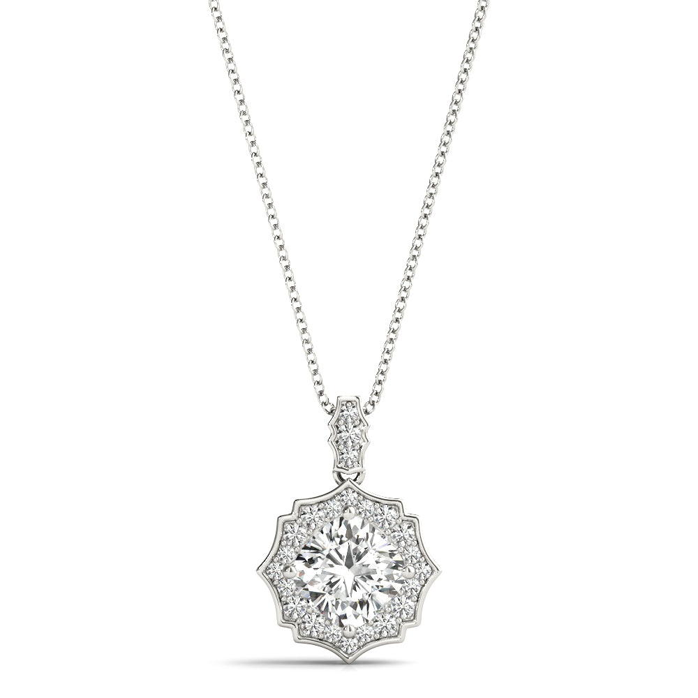 Platinum Cushion Diamond Halo Pendant