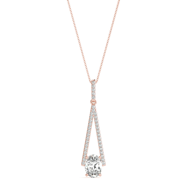 Rose Gold 1/5 CT Diamond Oval Halo Pendant
