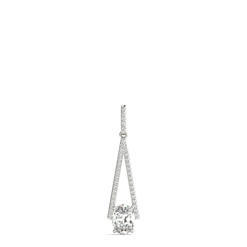 Platinum Oval Diamond Halo Pendant