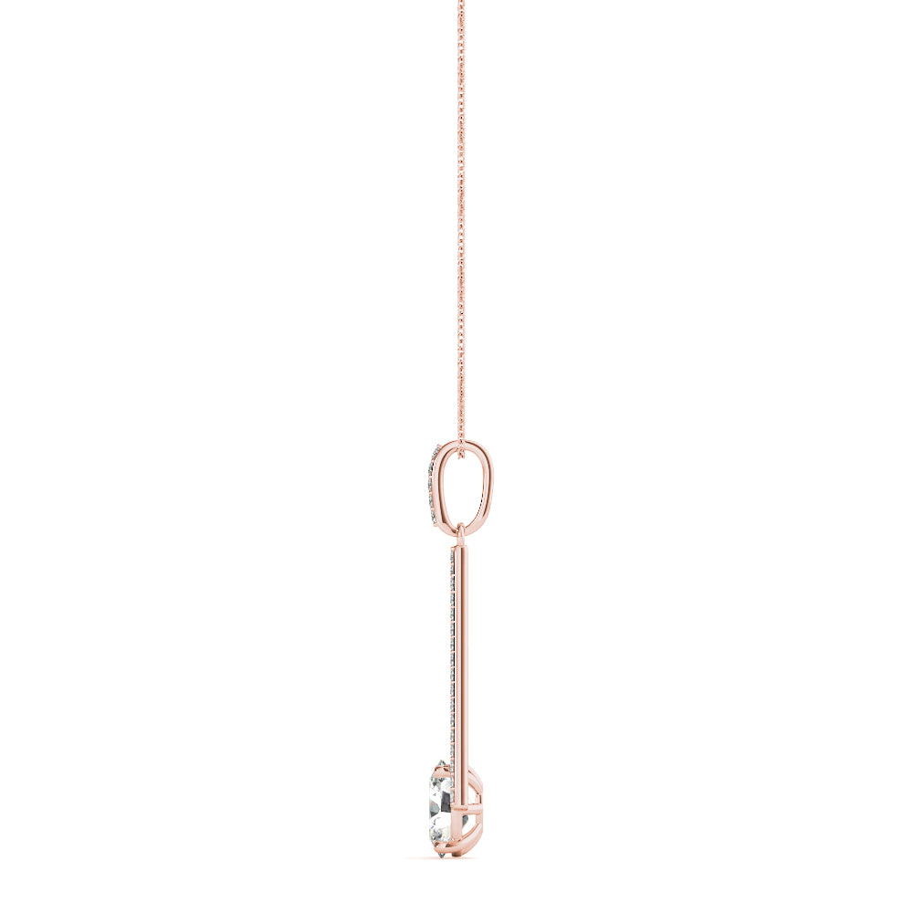 Rose Gold 1/5 CT Diamond Oval Halo Pendant