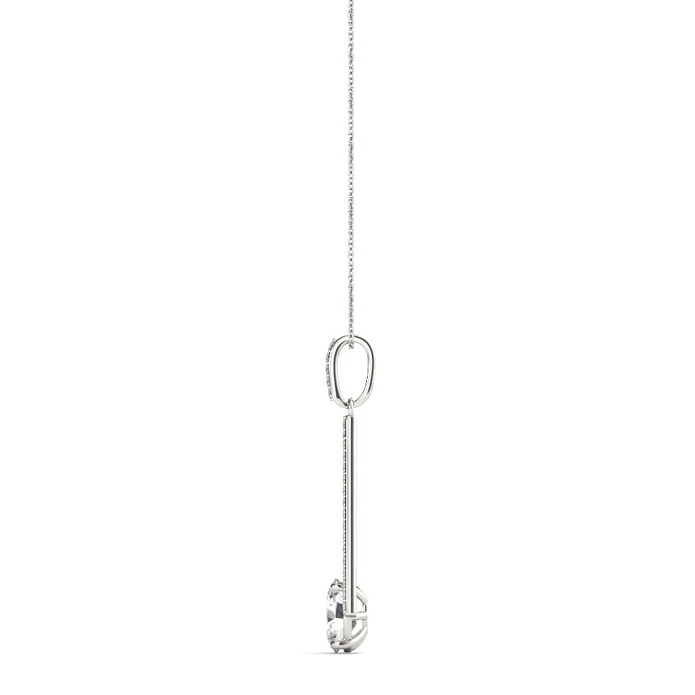 18K White Gold Oval Diamond Halo Pendant