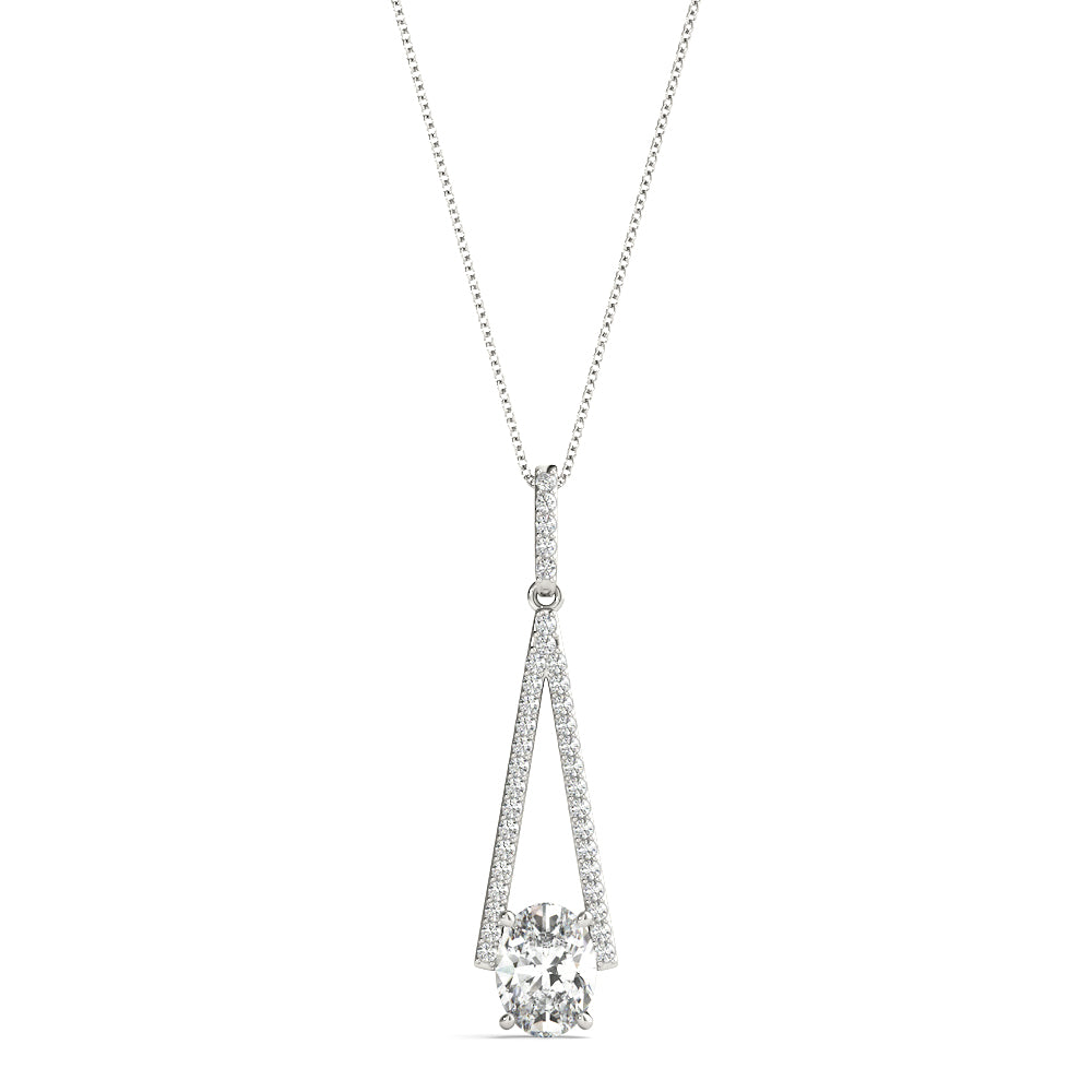 Platinum Oval Diamond Halo Pendant