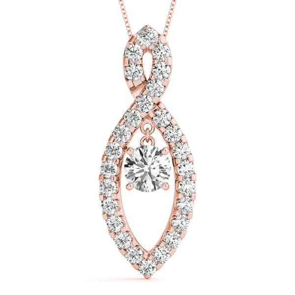 14K Rose Gold Diamond Solitaire Pendant Necklace