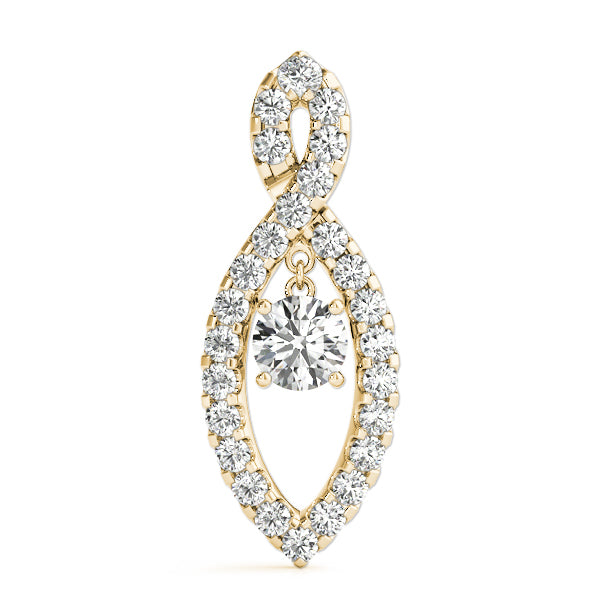 18K Yellow Gold Round Diamond Pendant Necklace