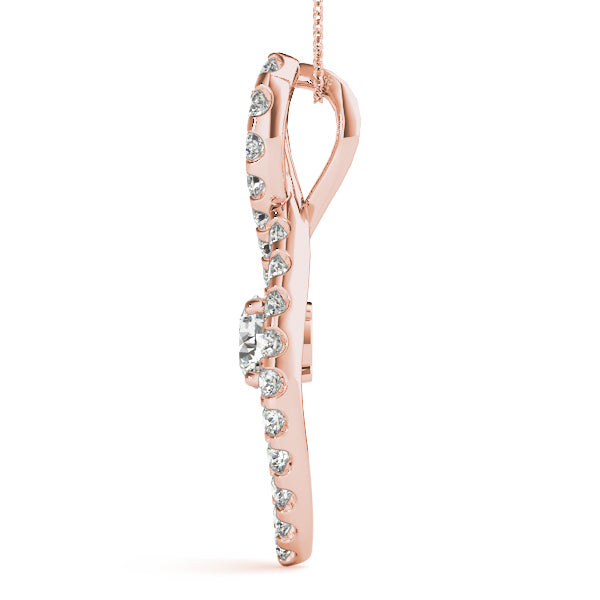 18K Rose Gold Round Diamond Pendant