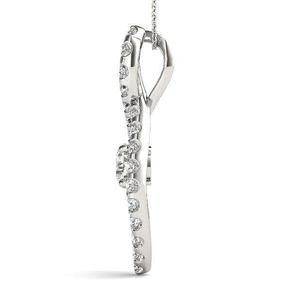 18K White Gold 7/8 ct Diamond Solitaire Pendant