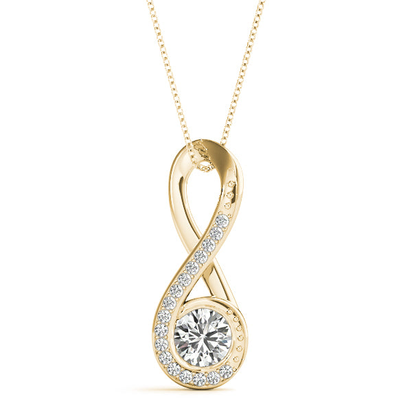 14K Yellow Gold Diamond Solitaire Pendant Necklace