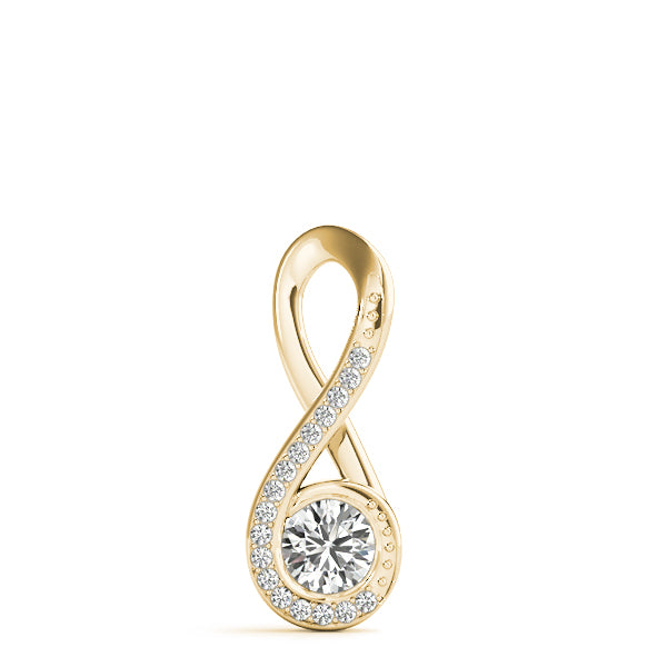 18K Yellow Gold Round Diamond Solitaire Pendant