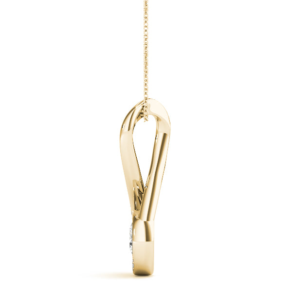 14K Yellow Gold Diamond Solitaire Pendant Necklace