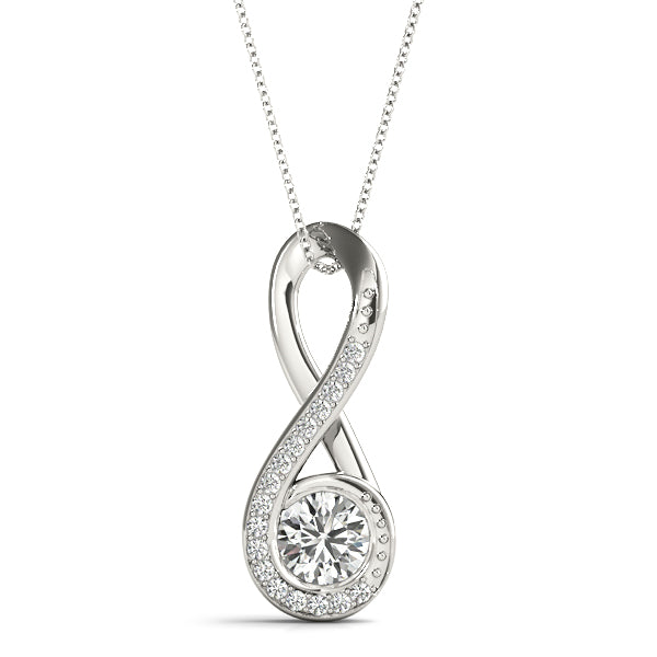 Platinum Round Diamond Solitaire Pendant | 0.5 CT Center