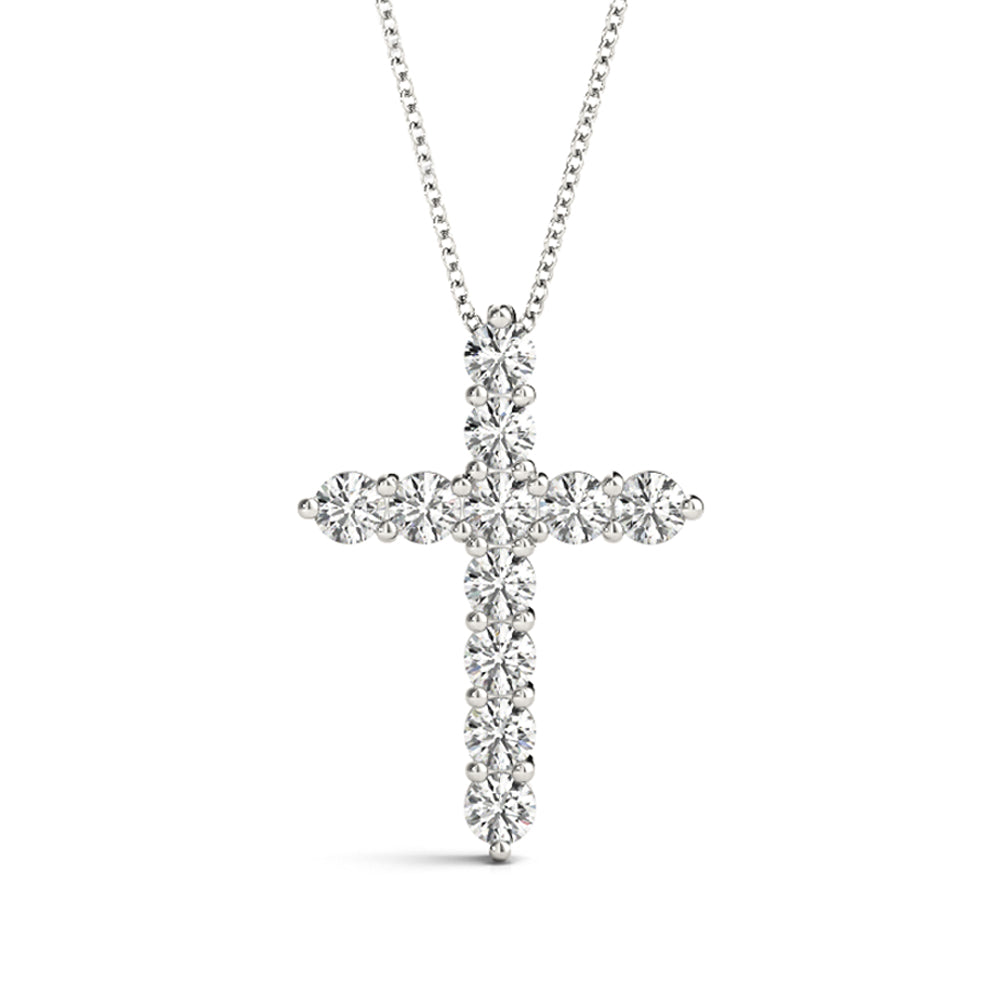 14K White Gold Diamond Cross Pendant