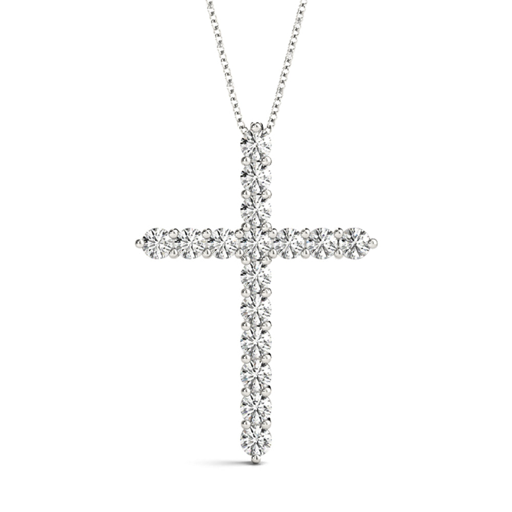 14K White Gold Diamond Cross Pendant