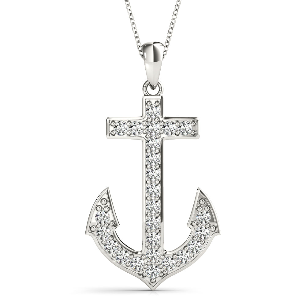 18K White Gold Multi-Diamond Fashion Pendant