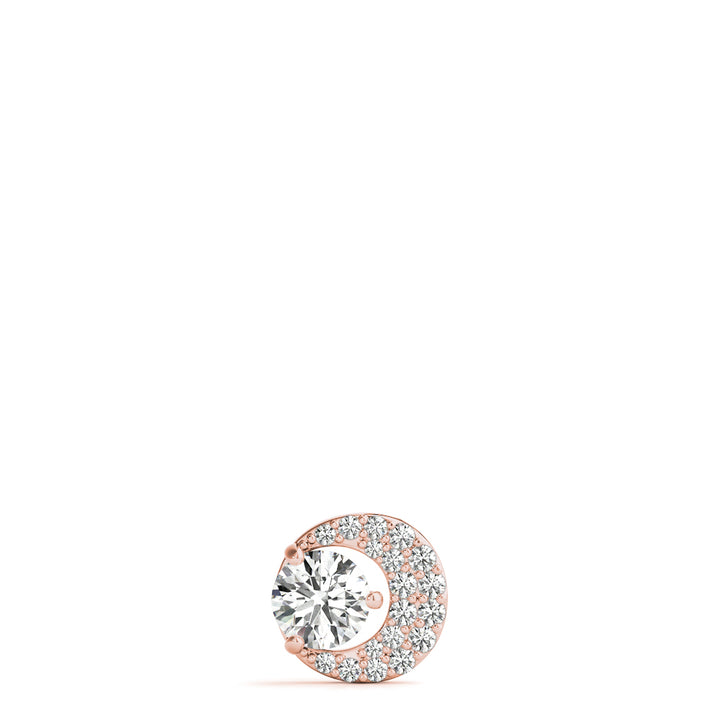 18K Rose Gold Round Diamond Pendant Necklace