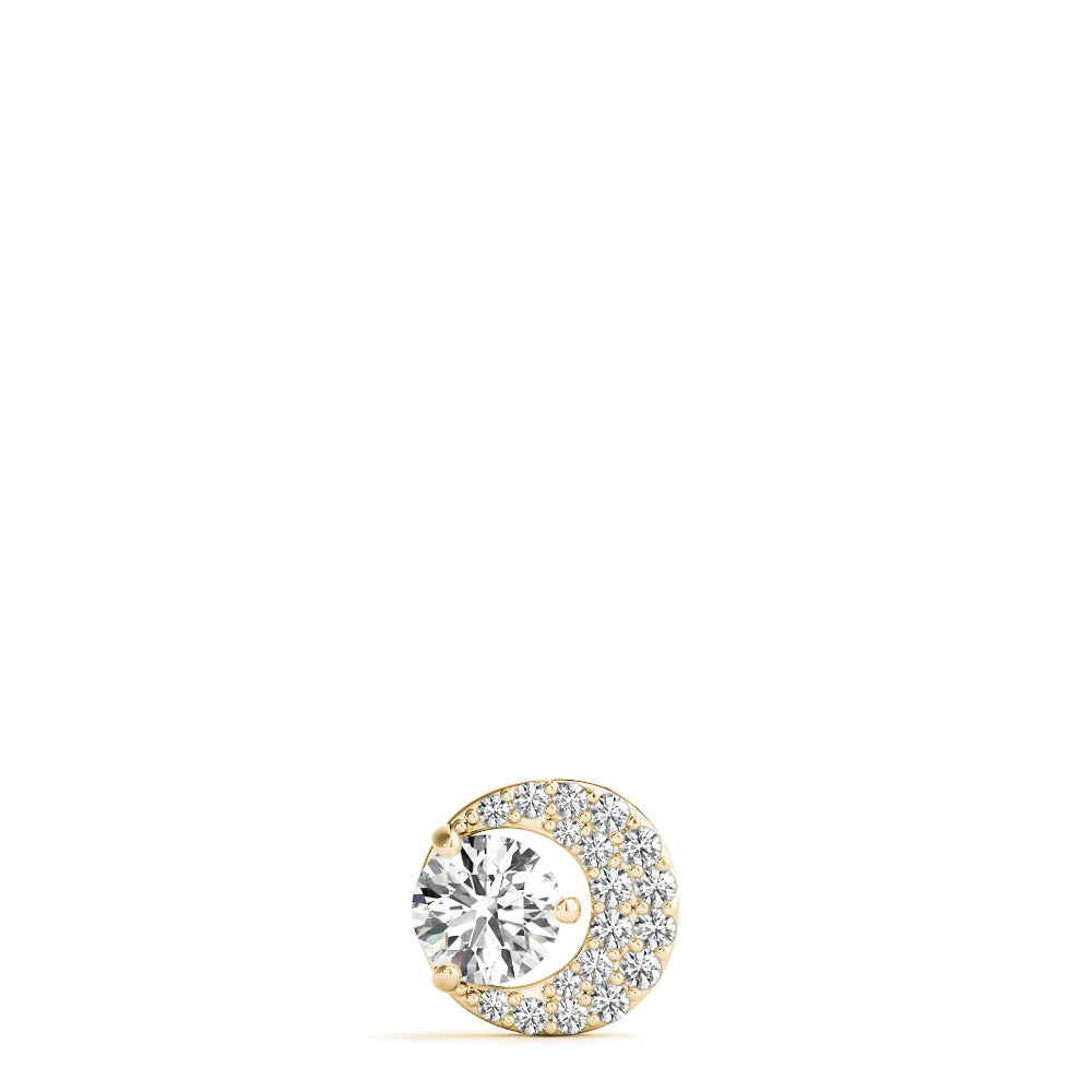 18K Yellow Gold Round Diamond Pendant Necklace