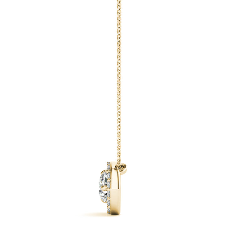 18K Yellow Gold Round Diamond Pendant Necklace