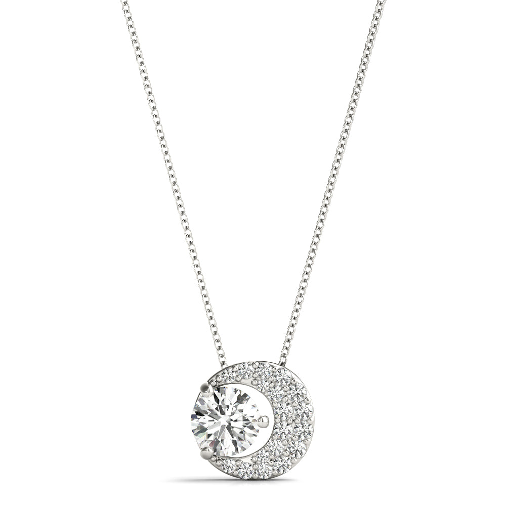 Platinum White Round Diamond Solitaire Pendant