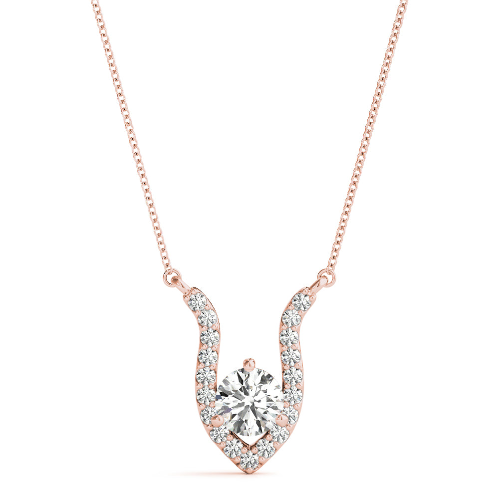 18K Rose Gold Diamond Solitaire Pendant Necklace