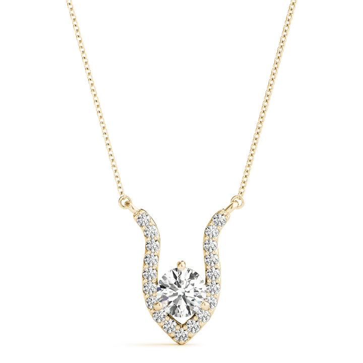 18K Yellow Gold Round Diamond Solitaire Pendant
