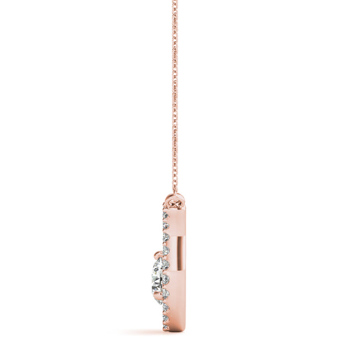 18K Rose Gold Diamond Solitaire Pendant Necklace