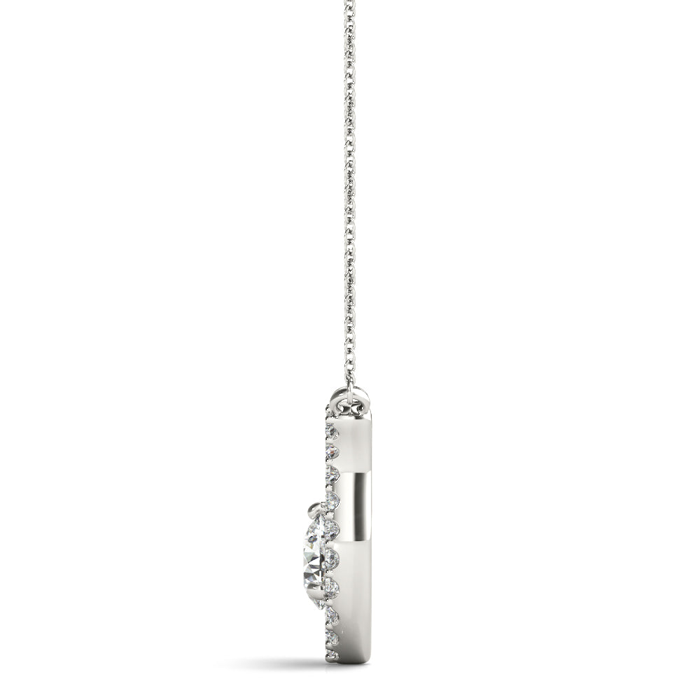 18K White Gold Round Diamond Solitaire Pendant