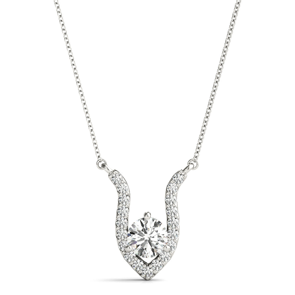18K White Gold Round Diamond Solitaire Pendant