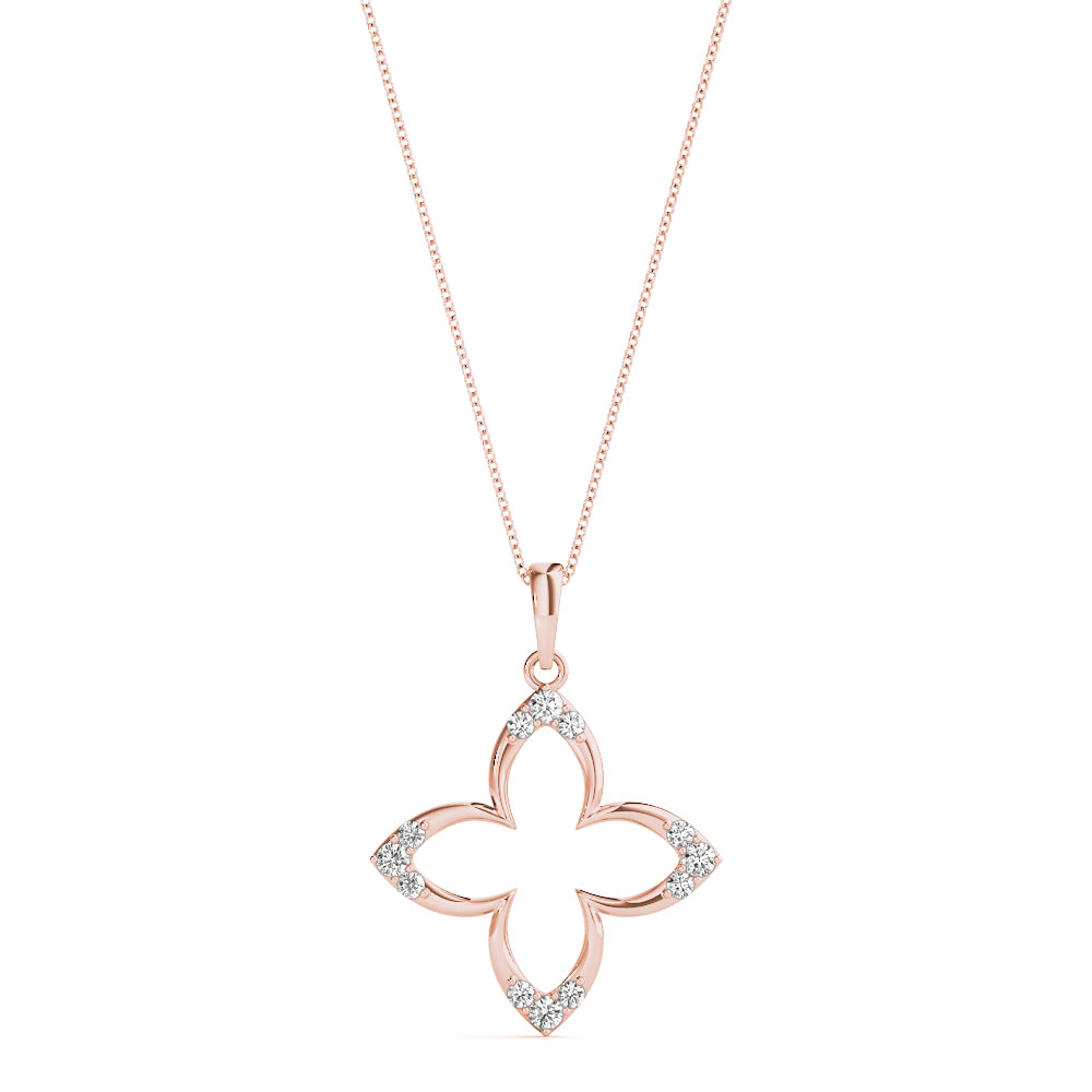 18K Rose Gold Round Diamond Fashion Pendant