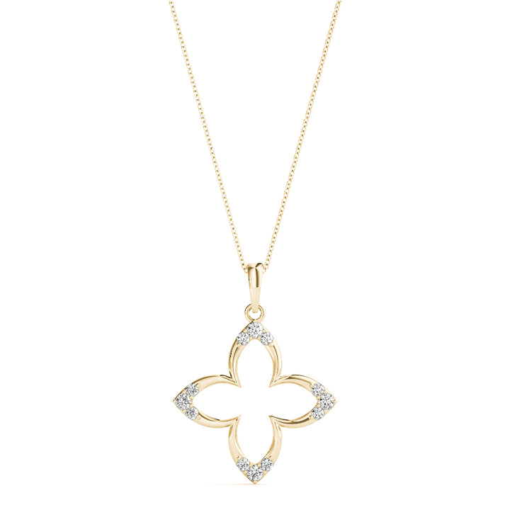 14K Yellow Gold Round Diamond Fashion Pendant