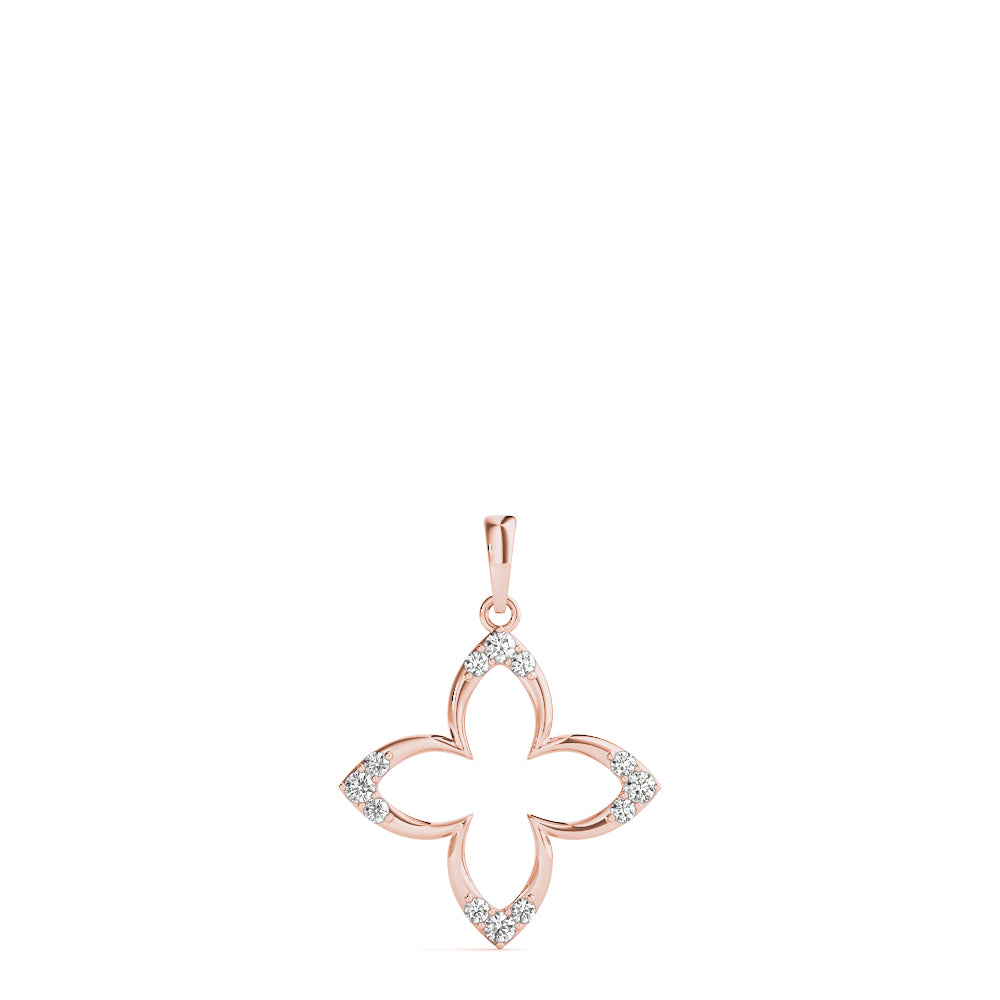 18K Rose Gold Round Diamond Fashion Pendant