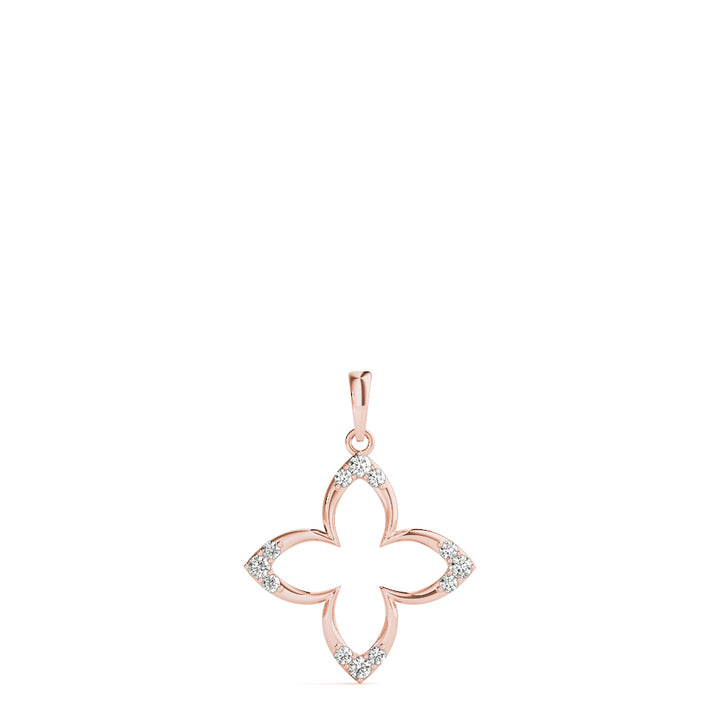 18K Rose Gold Round Diamond Fashion Pendant