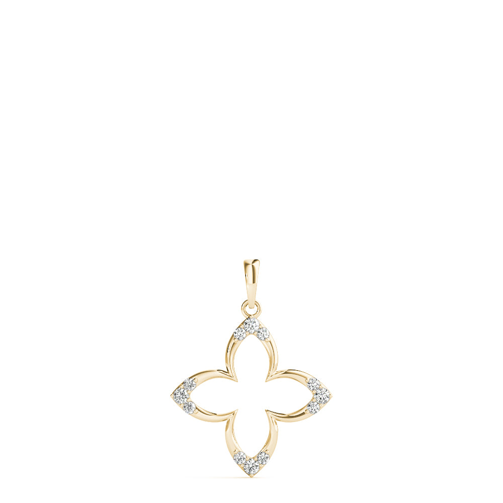 18K Yellow Gold Round Diamond Pendant