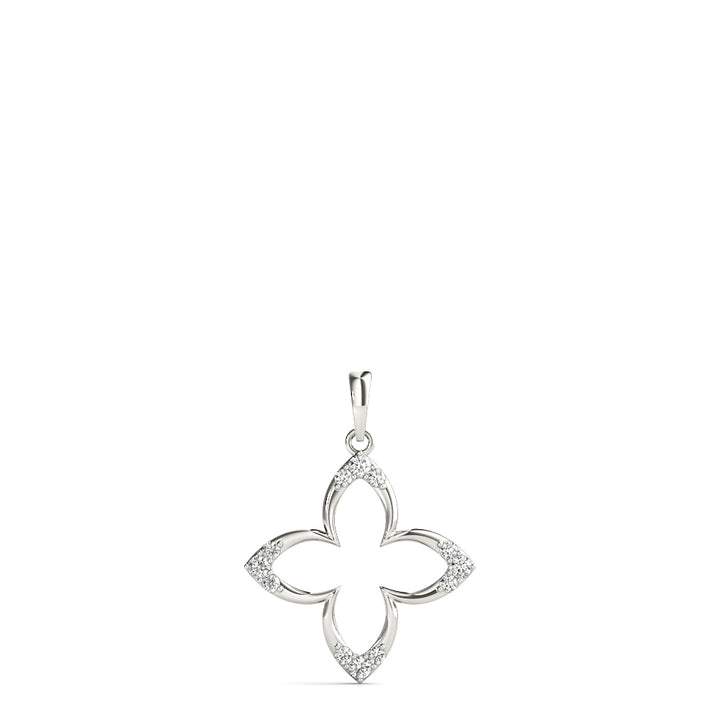 14K White Gold Round Diamond Fashion Pendant
