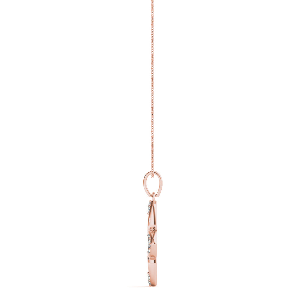18K Rose Gold Round Diamond Fashion Pendant