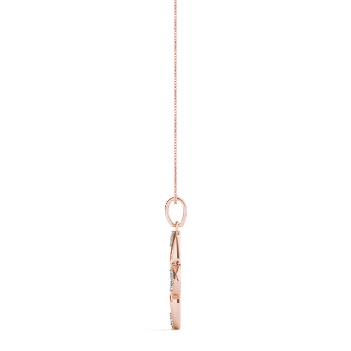 18K Rose Gold Round Diamond Fashion Pendant