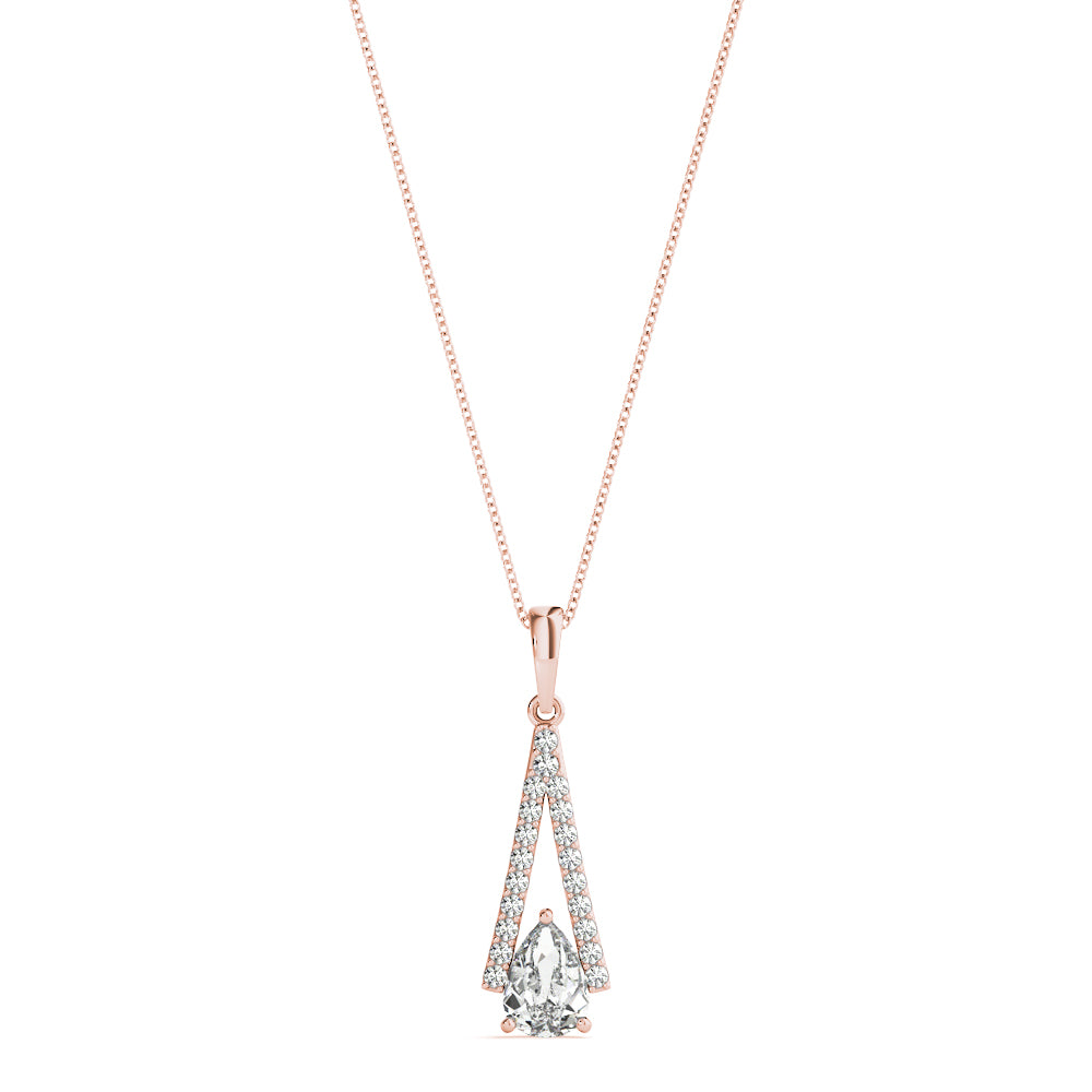 Rose Gold Pear Diamond Pendant | 0.75 ctw