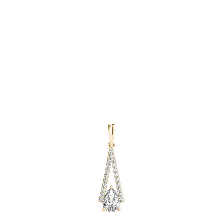 18K Yellow Gold Pear Diamond Pendant with Halo
