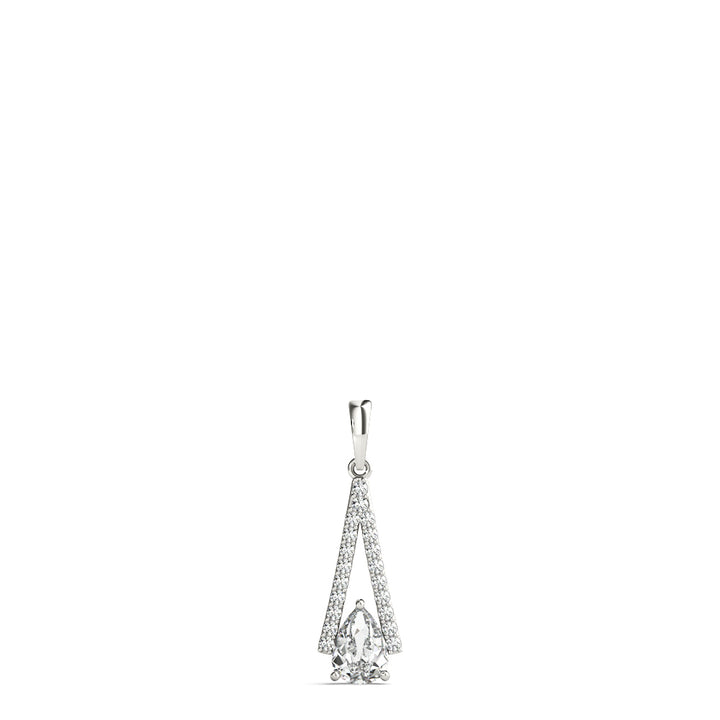 18K White Gold Pear Diamond Halo Pendant