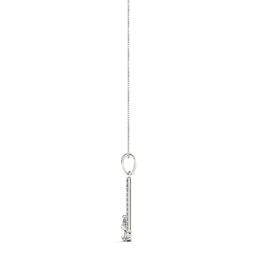 18K White Gold Pear Diamond Halo Pendant
