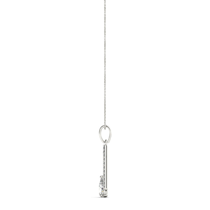 14K White Gold Pear Diamond Halo Pendant Necklace