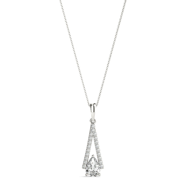 Platinum 3/4 CT Pear Diamond Halo Pendant