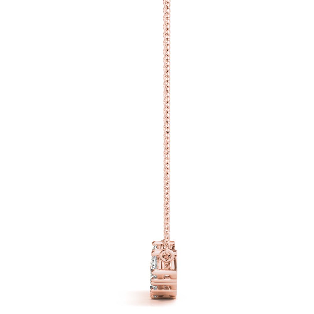 14K Rose Gold Diamond Bar Pendant